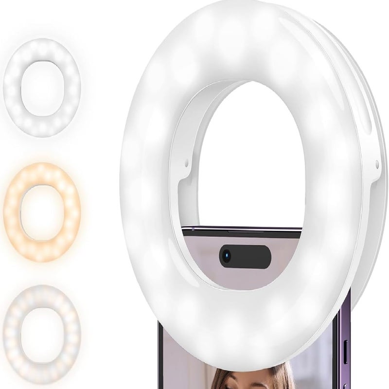 VOBRAMY Selfie Ring Light , Rechargeable Selfie Fill Light with Retaining Clip On, Video Conference Light for Phone, Laptop, Zoom Meeting, Make up - Image 1